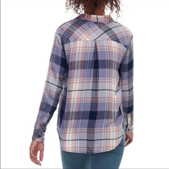 Rails Hunter Coast Apricot Cream Button Front Top Flannel Size X-Small EUC - Picture 3 of 9